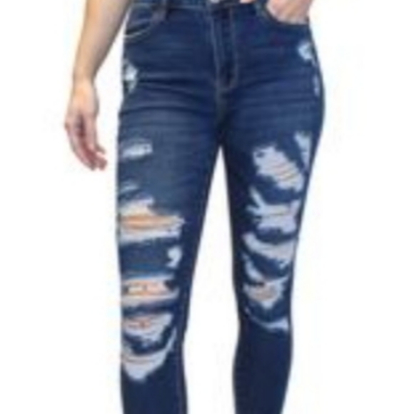 Almost Famous Denim - Distressed skinny jeans